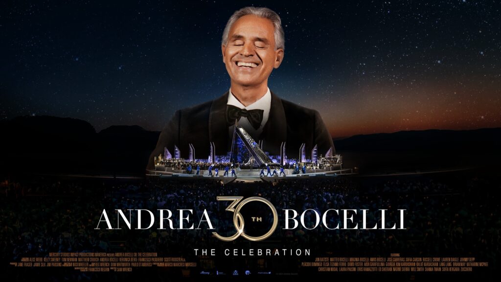 Affisch för specialvisning av Andrea Bocelli 30: The Celebration